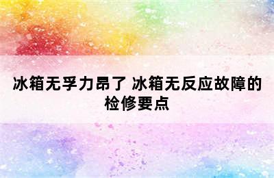 冰箱无孚力昂了 冰箱无反应故障的检修要点